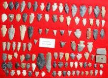 Large group of assorted arrowheads and knives found in Central Ohio.