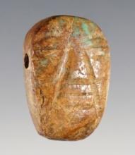 "1 3/16"" Face pendant,  Zapotec Culture, Oaxaca State, Mexico, 600-800 CE, turquoise.