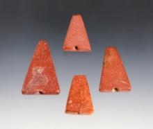Group of 4 Trapezoidal Beads made from Catlinite. Townley Reed Site, Geneva, New York.