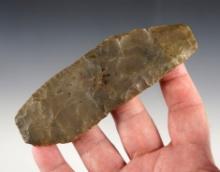 Fine 4 7/8" Paleo Square Knife - patinated Hornstone with excellent flaking. Kentucky.