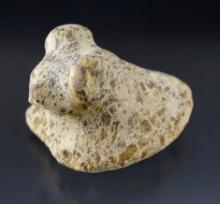 2 3/4" Undrilled Bust Bird - Granite. Some minor ancient damage to nose area. Lorain Co., Ohio.