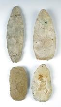 Set of four large Flint Knives found in Ohio. Largest is 6 9/16".