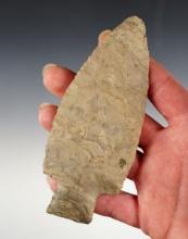 4 13/16" Archaic Stemmed Knife  with a ground base and nice flaking. Found in Ohio.
