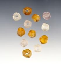 14 Amber and Clear Faceted Wire Wounds, largest is 1/2". Townley Reed Site, New York.