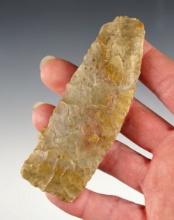 3 7/8" Paleo Square Knife -Flint Ridge Flint. Found in Ashland Co., Ohio. Ex. Dr. Jim Mills.