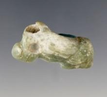 1 3/16" Mixtec Zoomorphic Nose Ornament made from green Quartzite. , Mexico.