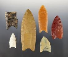 Set of 6 modern lithic casts of points from various sites and collections.