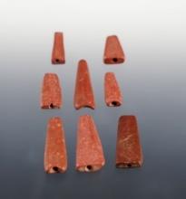Set of 8 Trapezoidal Beads found at the Townley Reed Site, Geneva, New York. Circa 1710-1745.