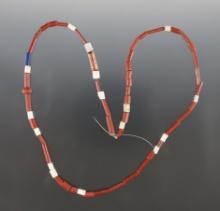 18" Strand of Beads including Shell, Red Tubular and 1 blue Bead. Power House Site in Lima, NY.