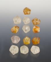 Set of 14 Beads including Faceted Amber and Clear Wire Wounds. Townley Reed Site, New York.
