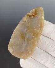 Highly translucent 3" Flint Ridge Chalcedony Cache Blade. Found in Richland Co., OH.