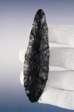 4 1/8" found around the Alvord Desert in Harney Co., Oregon. Made from Obsidian.