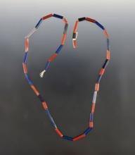 17" Strand of red & blue Tubular Straw Beads. Found at the Dann Site in Lima, New York.