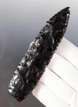 4 13/16” Obsidian Paleo Stemmed Knife found near Crump Lake, Warner Valley, Lake Co., Oregon.