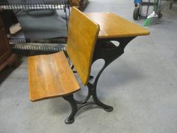 Vintage Cast Iron Base Student Desk