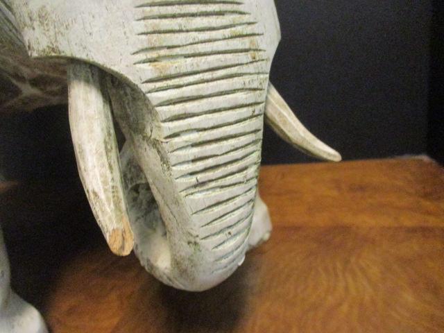 Carved Wood Elephant Garden Stool/Plant Stand