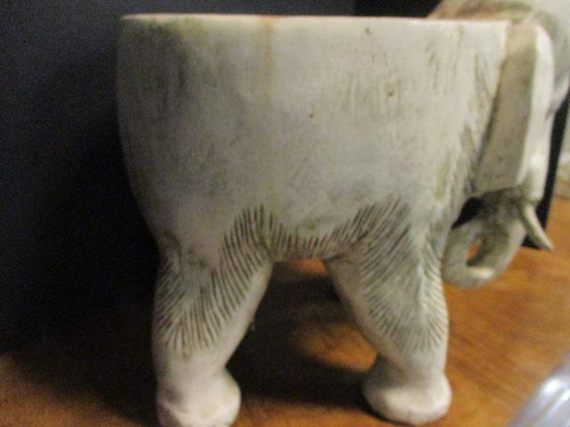 Carved Wood Elephant Garden Stool/Plant Stand