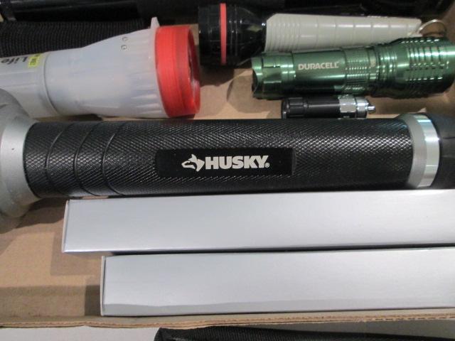 Grouping of Flashlights-Husky, Maglite, Duracell, etc.