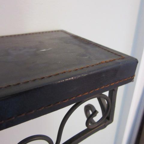 Metal Display Shelf with Faux Leather Cover and Kirkland's Pierced Porcelain