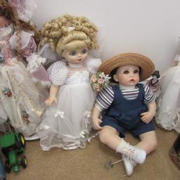 Kid's Closet-Collector Porcelain Dolls, Games, Plush Pillows, Lincoln Logs,