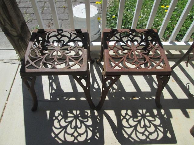Pair of Square Cast Metal Side Tables