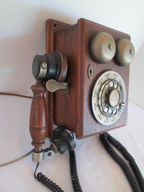 Western Electric Oak Nostalgic Wall Rotary Dial Telephone