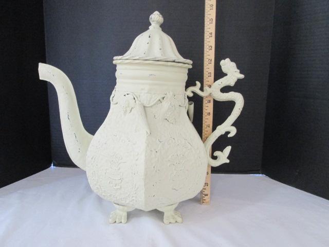 Coffee Pot Shape Metal Table Decoration with Dragon Handle