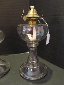Three Clear Glass Oil Lamps