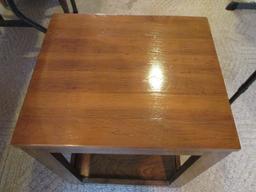 Midcentury Wood Open Cube Accent Table