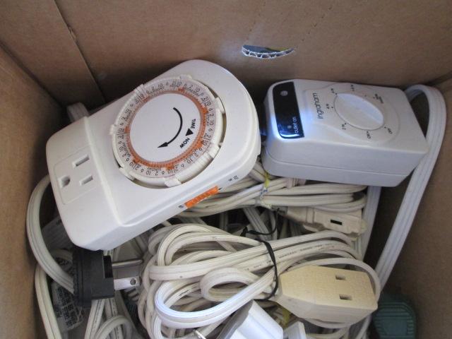 Large Grouping of House Hold Extension Cords, Power Strips, Timers and Outlet Extenders