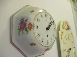 Porcelain Octagonal Bowl 8 Day Clock and Enamel Quartz Clock