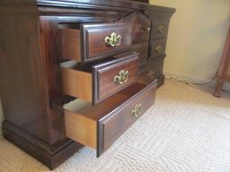 Burlington Dark Stain 2 Piece Dresser with Mirror Hutch