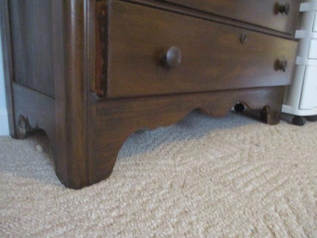 Dark Stained 2 Piece Chest with Bookcase Hutch