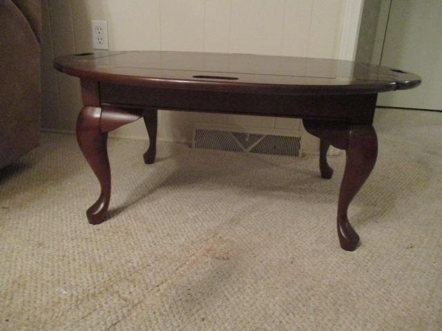 Oval Tray Coffee Table with Folding Sides