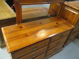 Pine Dresser with 6 Drawers and Mirror