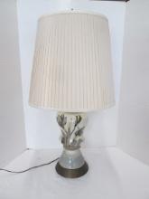 Vintage Midcentury Gibbs Signed Handpainted Porcelain Urn Table Lamp