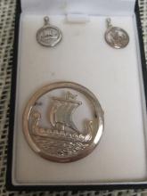 Ortak Scottish Sterling Silver Pin and Earring Set