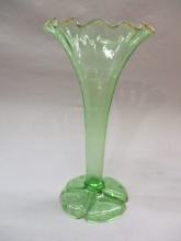 Vintage Green Opalescent Vase 10 1/2"