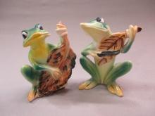 2 Porcelain Frog Figurines 5 1/2"