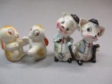 Vintage Hugging Bunnies and  Pig & Mouse Salt and Pepper Shakers