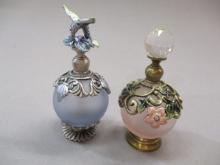 2 Decorative Perfume Bottles w/Glass Wands