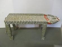 1950's Folk Art Tiger Handpainted & Carved Wood Bench 40"w X 18"h X 11 1/2"d