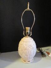 Aladdin Moonstone/Alacite Leaf Pattern Table Lamp with Light in Body