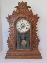 Antique "The Boston" E. Gately Co. 8 Day Oak Mantle Clock