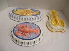 Fish and Lobster Motif Ceramic Molds