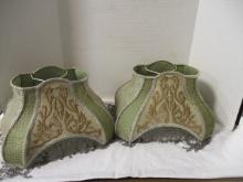 Pair of Boudoir Lamp Shades with Beaded Fringe