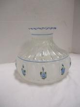 Clear and Frosted Glass Shade with Handpainted Blue Flowers