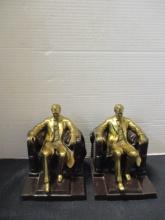 Pair of Philadelphia Manufacturing Co "Lincoln in the Chair" Brass Bookends