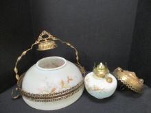 Hanging Pull Chain Oil Lamp Set w/shade