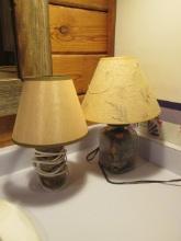 Two Vintage Glass Jars Converted to Electric Lamps